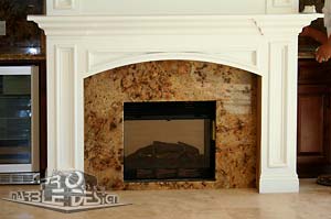 marble fireplace with crown molding